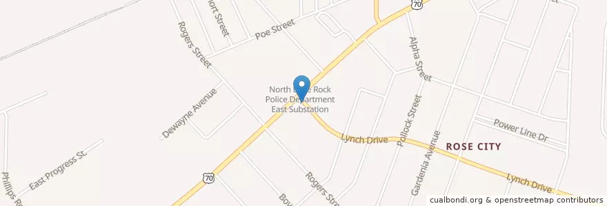 Mapa de ubicacion de Rose City Post Office en Estados Unidos De América, Arkansas, Pulaski County, North Little Rock.