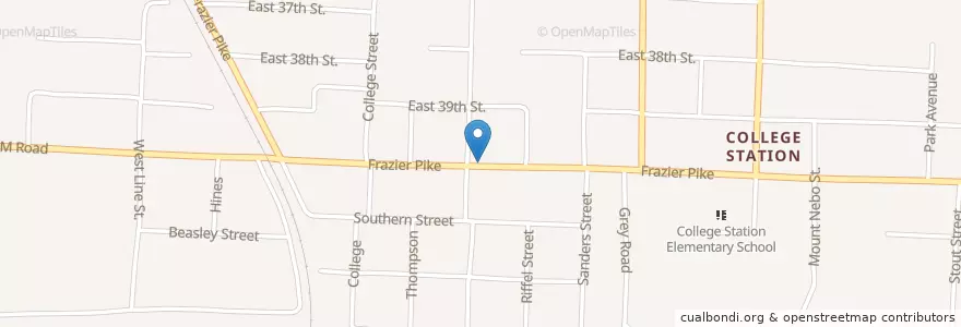 Mapa de ubicacion de College Station Post Office en 美利坚合众国/美利堅合眾國, 阿肯色州, Pulaski County.