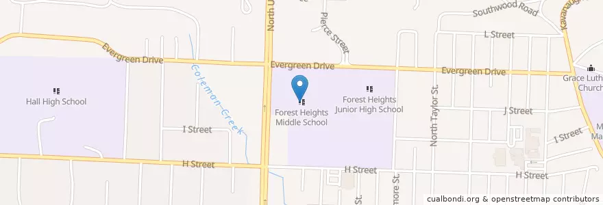 Mapa de ubicacion de Forest Heights Middle School en Соединённые Штаты Америки, Арканзас, Pulaski County, Little Rock.