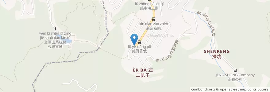 Mapa de ubicacion de 綠中海土地宮 en Taiwán, Nuevo Taipéi, 新店區.