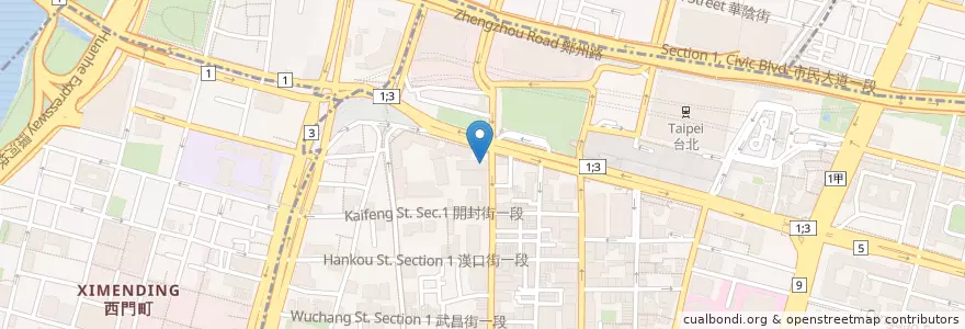 Mapa de ubicacion de 築空間 en 타이완, 신베이 시, 타이베이시, 중정 구.