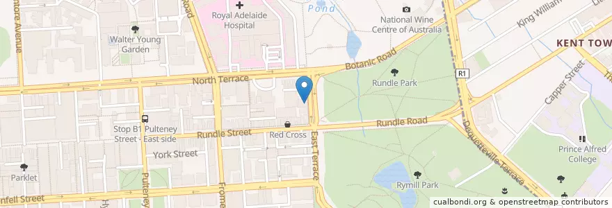 Mapa de ubicacion de East Terrace Continental en Australia, Australia Meridionale, Adelaide, Adelaide City Council.