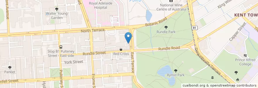 Mapa de ubicacion de Oyster Bar en Avustralya, South Australia, Adelaide, Adelaide City Council.