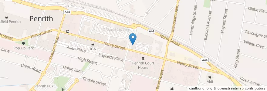 Mapa de ubicacion de Penrith Medical Centre en Australien, Neusüdwales, Sydney, Penrith City Council.