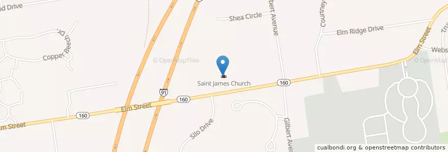Mapa de ubicacion de Saint James Church en Stati Uniti D'America, Connecticut, Hartford County, Rocky Hill.