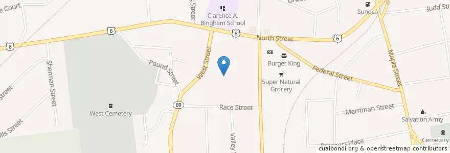 Mapa de ubicacion de Saint Stanisclaus School en 미국, 코네티컷, Hartford County, Bristol.