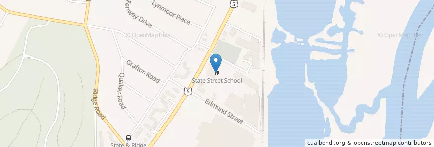 Mapa de ubicacion de State Street School en アメリカ合衆国, コネチカット州, New Haven County, Hamden.