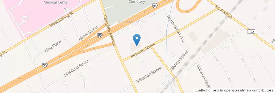 Mapa de ubicacion de Clarence E Thompson School en États-Unis D'Amérique, Connecticut, New Haven County, West Haven.