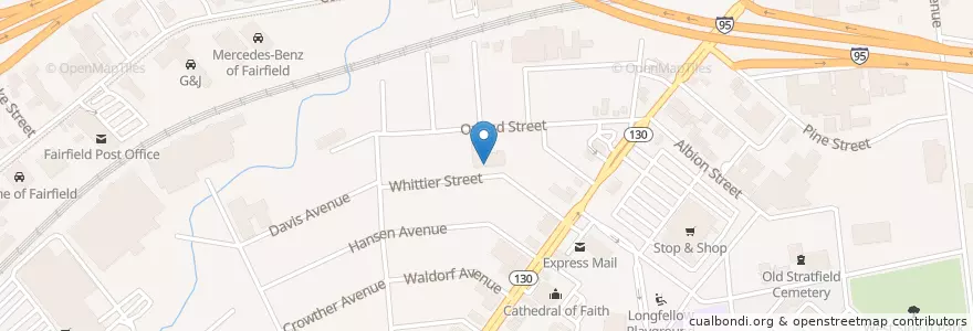 Mapa de ubicacion de Whittier Elementary School en United States, Connecticut, Fairfield County, Bridgeport.