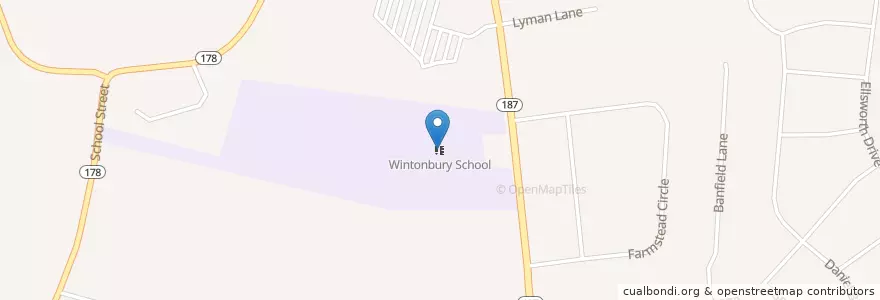 Mapa de ubicacion de Wintonbury School en الولايات المتّحدة الأمريكيّة, كونيتيكت, Hartford County, Bloomfield.