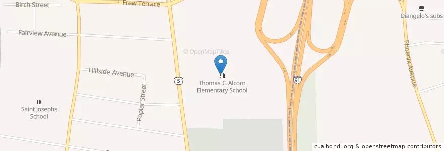 Mapa de ubicacion de Thomas G Alcorn Elementary School en Estados Unidos De América, Connecticut, Hartford County, Enfield.