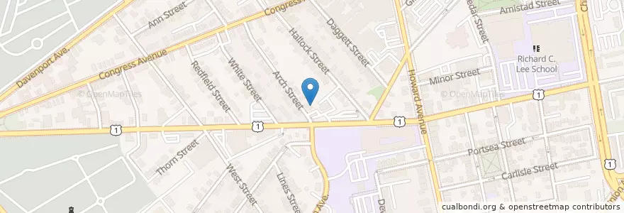 Mapa de ubicacion de Bienvenota Iglesias en 미국, 코네티컷, New Haven County, New Haven.