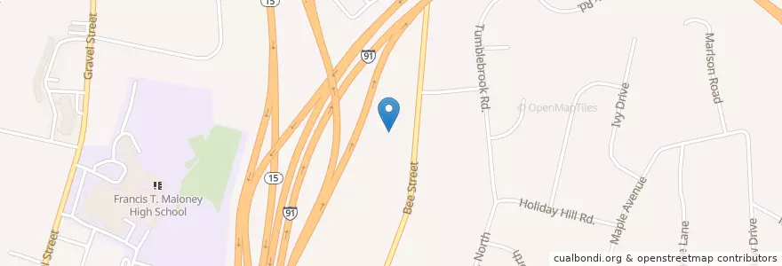 Mapa de ubicacion de Calvary Baptist Church en 美利坚合众国/美利堅合眾國, 康涅狄格州 / 康乃狄克州, New Haven County, Meriden.