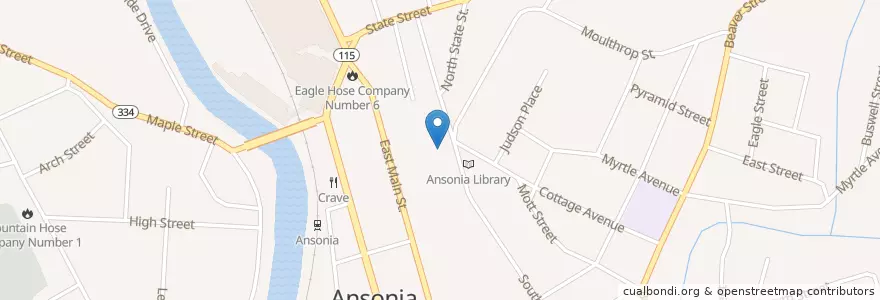 Mapa de ubicacion de Christ Church en Estados Unidos Da América, Connecticut, New Haven County, Ansonia.