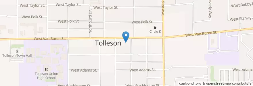 Mapa de ubicacion de Tolleson Post Office en Соединённые Штаты Америки, Аризона, Maricopa County, Tolleson.