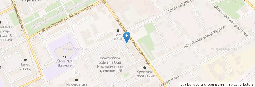 Mapa de ubicacion de Совкомбанк en Russland, Föderationskreis Ural, Oblast Swerdlowsk, Восточный Управленческий Округ, Городской Округ Ирбитское, Городской Округ Ирбит.