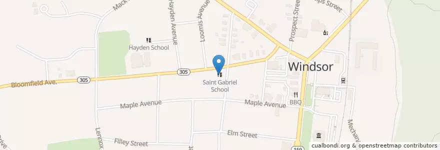 Mapa de ubicacion de Saint Gabriel School en Estados Unidos De América, Connecticut, Hartford County, Windsor.