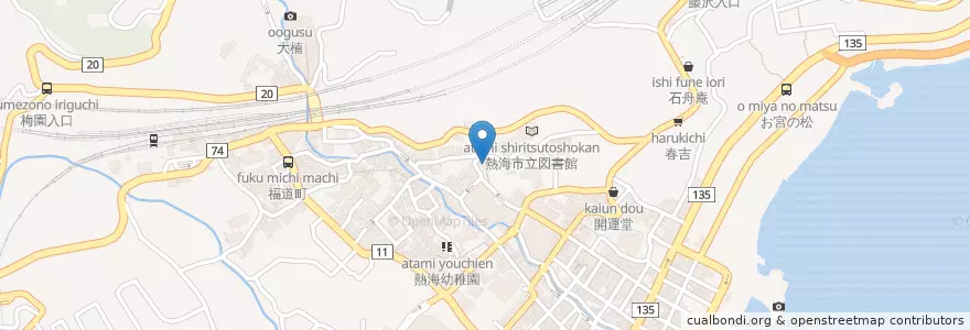 Mapa de ubicacion de 湯前神社 en 日本, 静岡県, 熱海市.