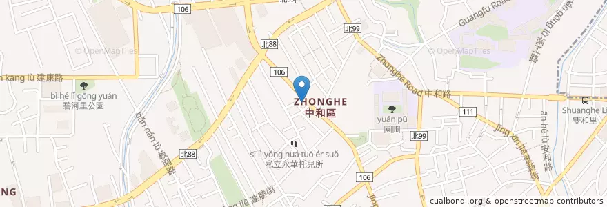 Mapa de ubicacion de 熊的幸福食堂 en Taiwan, New Taipei, Zhonghe District.
