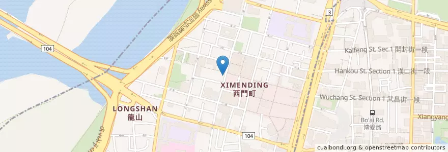 Mapa de ubicacion de 巴菲厚切牛排 en تايوان, تايبيه الجديدة, تايبيه, 萬華區.