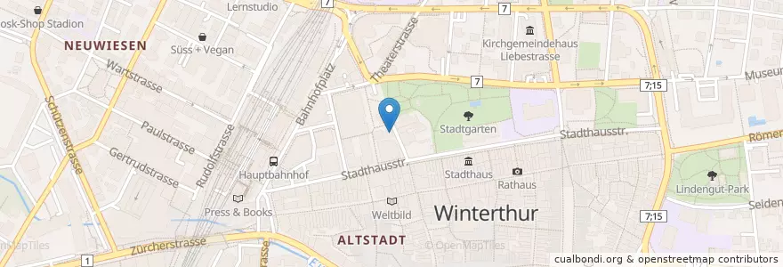 Mapa de ubicacion de Akazie en Suiza, Zúrich, Bezirk Winterthur, Winterthur.