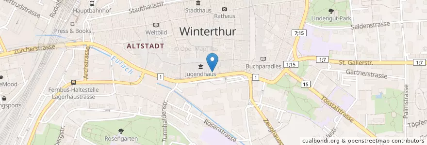 Mapa de ubicacion de Gilgamesh en Zwitserland, Zürich, Bezirk Winterthur, Winterthur.