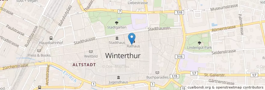 Mapa de ubicacion de Sonne en سويسرا, زيورخ, Bezirk Winterthur, Winterthur.