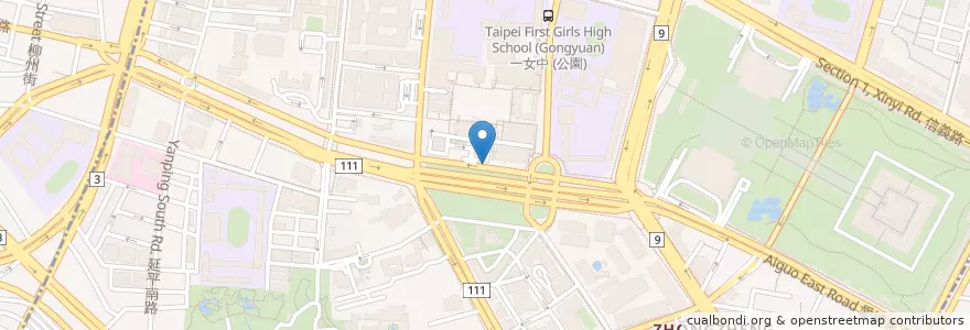 Mapa de ubicacion de 臺北市立大學 en تايوان, تايبيه الجديدة, تايبيه, 中正區.