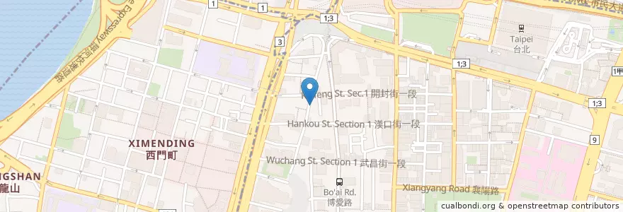 Mapa de ubicacion de 張家清真牛肉麵 en 臺灣, 新北市, 臺北市, 萬華區, 中正區.
