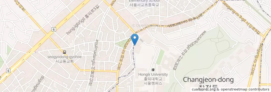 Mapa de ubicacion de levain en Corée Du Sud, Séoul, 마포구, 서강동, 서교동.