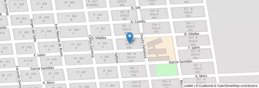 Mapa de ubicacion de 360 - A (SIGLO XXI) en Аргентина, Сальта, Capital, Municipio De Salta, Salta.