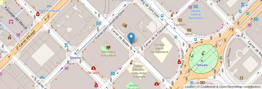 Mapa de ubicacion de 360 - Bailén 62 en 스페인, Catalunya, Barcelona, Barcelonès, 바르셀로나.