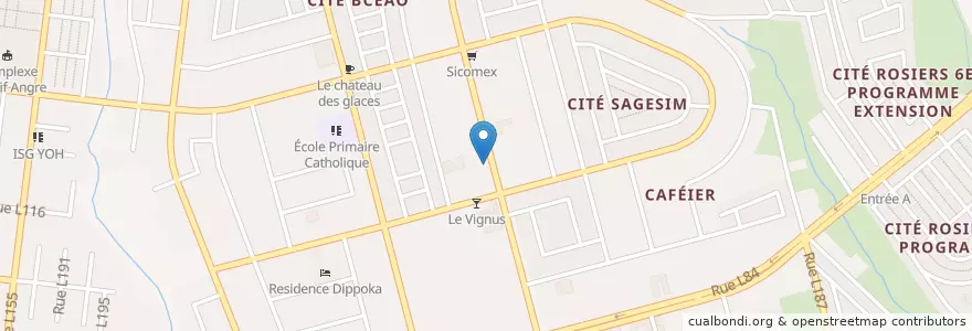 Mapa de ubicacion de GT Bank - Agence Angré en Côte D’Ivoire, Abidjan, Cocody.