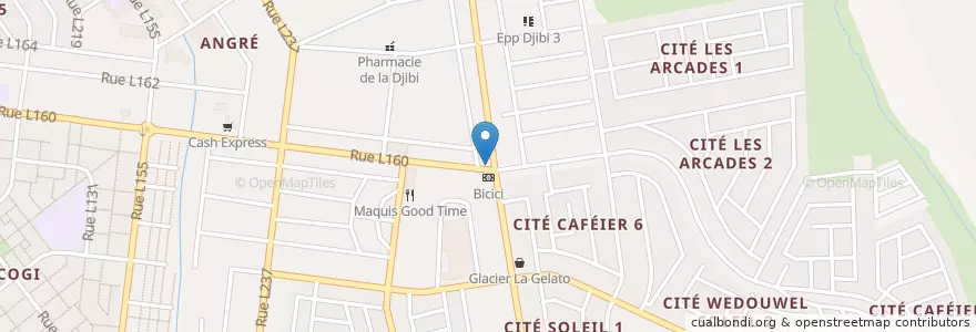 Mapa de ubicacion de Ecobank - Agence Angré en Côte D’Ivoire, Abidjan, Cocody.