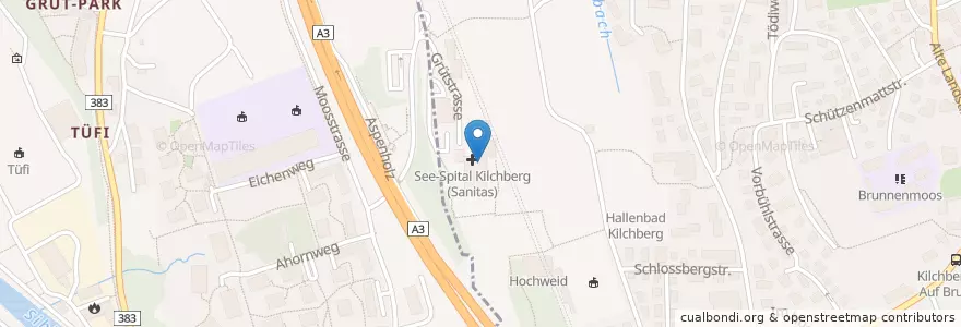 Mapa de ubicacion de RehaClinic Kilchberg en Schweiz/Suisse/Svizzera/Svizra, Zürich, Bezirk Horgen, Adliswil.
