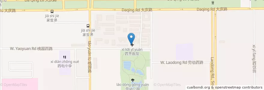 Mapa de ubicacion de 西开医院 en China, Shaanxi, 西安市, 莲湖区 (Lianhu).
