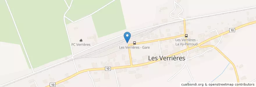 Mapa de ubicacion de Les Verrières en Швейцария, Невшатель, Les Verrières, Община Вал-Де-Травер, Les Verrières.