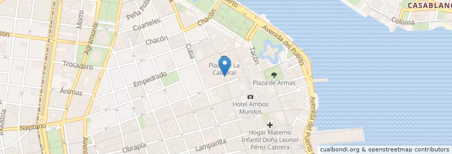 Mapa de ubicacion de Moneda Cubana en Kuba, Havanna, La Habana Vieja.