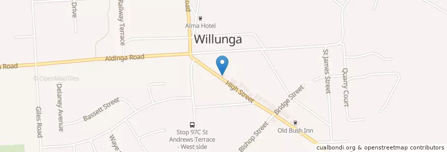 Mapa de ubicacion de Willunga Hotel en Australië, Zuid-Australië, Adelaide, City Of Onkaparinga.