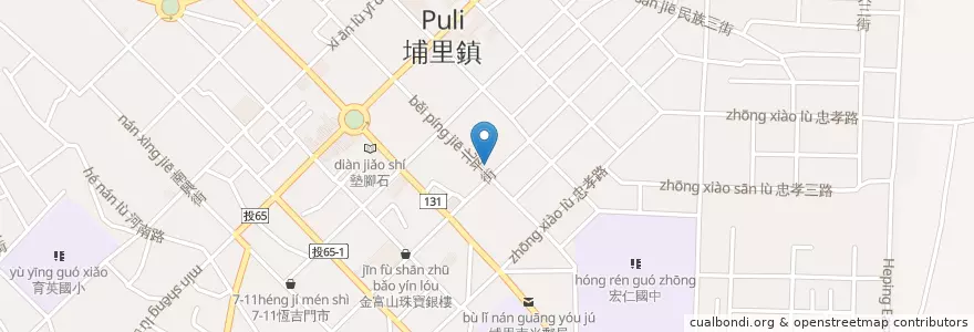 Mapa de ubicacion de 受興宮 en Tayvan, 臺灣省, Nantou, 埔里鎮.