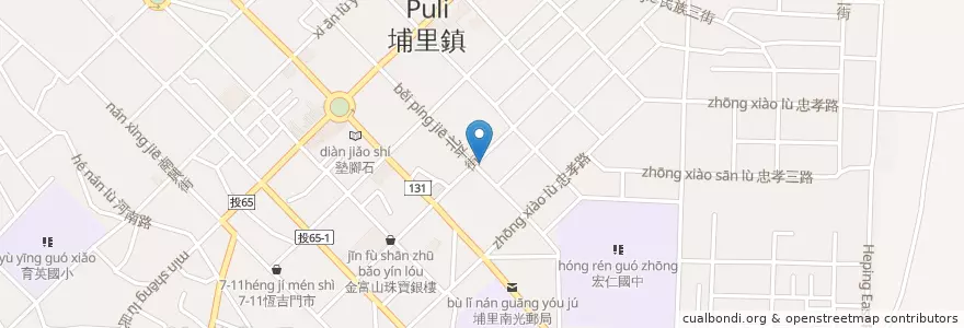 Mapa de ubicacion de 基督教埔里思恩堂 en Taiwan, Taiwan Province, Nantou County, Puli Township.