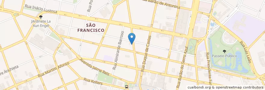 Mapa de ubicacion de Pizza Bar - Trajano en ブラジル, 南部地域, パラナ, Região Geográfica Intermediária De Curitiba, Região Metropolitana De Curitiba, Microrregião De Curitiba, クリチバ.