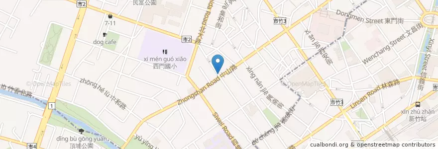 Mapa de ubicacion de 台南無刺虱目魚粥 en تایوان, 臺灣省, سینچو, 北區.