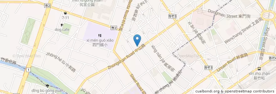 Mapa de ubicacion de 日隆拉麵 en 타이완, 타이완성, 신주시, 베이구.