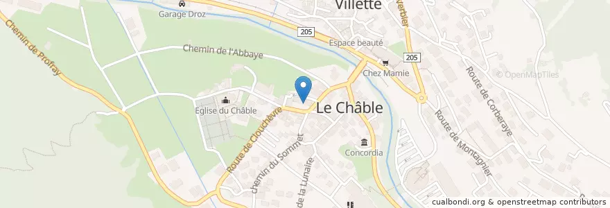 Mapa de ubicacion de Café de La Place en Svizzera, Vallese, Entremont, Bagnes.