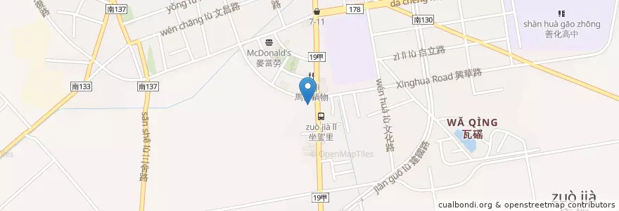 Mapa de ubicacion de 速邁樂 en Taiwan, 臺南市, 善化區.