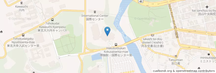 Mapa de ubicacion de Sendai International Relations Association en Giappone, 宮城県, 仙台市, 青葉区.