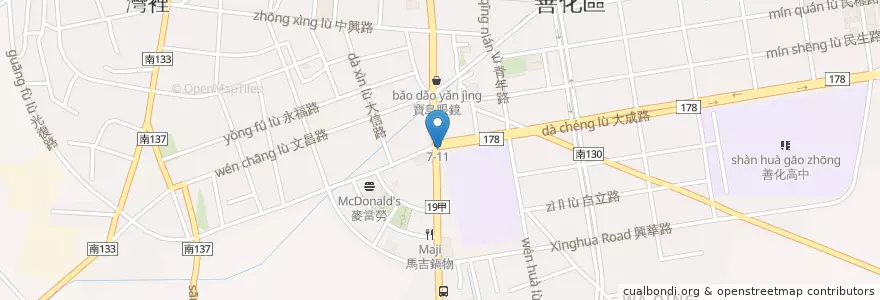 Mapa de ubicacion de 港品土魠魚羹肉燥飯 en Taiwán, 臺南市, 善化區.