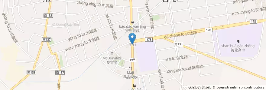Mapa de ubicacion de 金永和豆漿 en Тайвань, Тайнань, 善化區.
