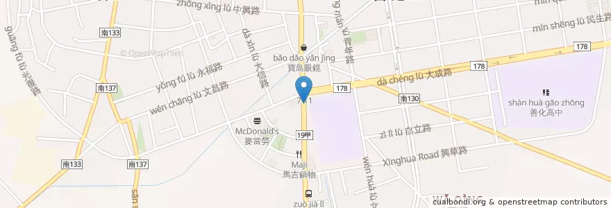 Mapa de ubicacion de 好口味廣東粥 en Tayvan, 臺南市, 善化區.
